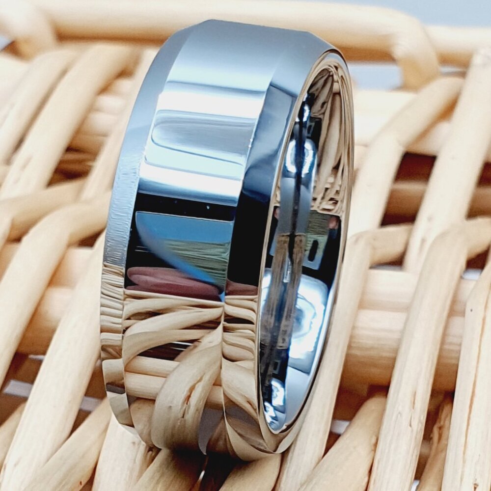 High Polished Silver Tungsten Wedding Ring GALTUN009-15